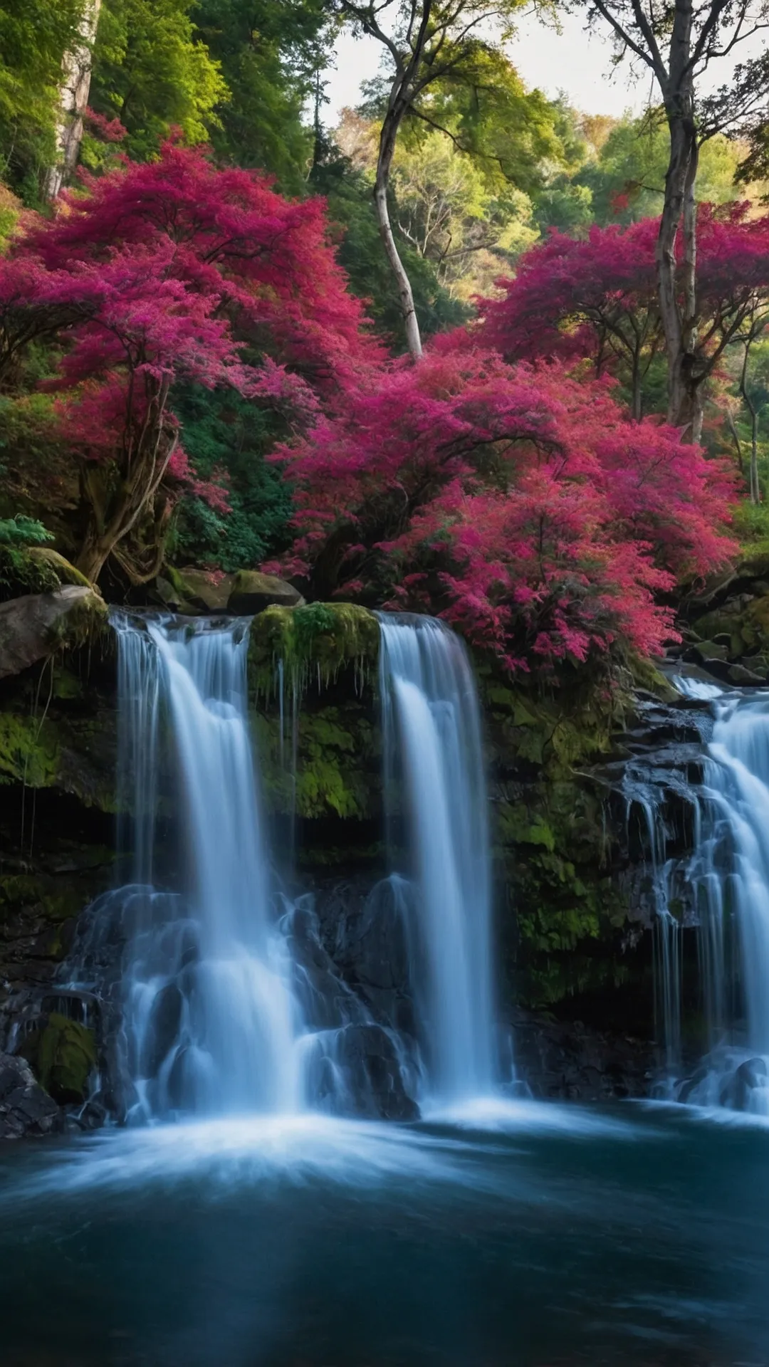 Liquid Harmony: Mesmerizing Waterfall Wallpaper